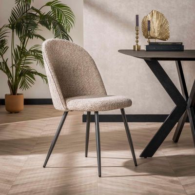 LifestyleFurn Eetkamerstoel 'Shelbe' Bouclé, zandkleur