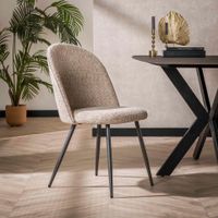 LifestyleFurn Eetkamerstoel 'Shelbe' Bouclé, zandkleur