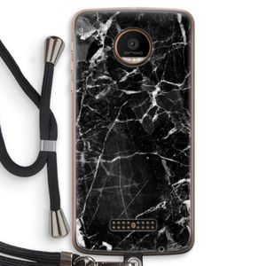 Zwart Marmer 2: Motorola Moto Z Force Transparant Hoesje met koord