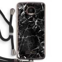 Zwart Marmer 2: Motorola Moto Z Force Transparant Hoesje met koord
