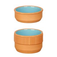 Set 12x tapas/creme brulee serveer schaaltjes terracotta/blauw 12x4 cm - Snack en tapasschalen