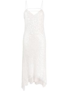 Patrizia Pepe robe asymétrique à sequins - Blanc