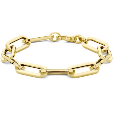 Armband Paperclip Vierkante buis geelgoud 9,2 mm 20 cm