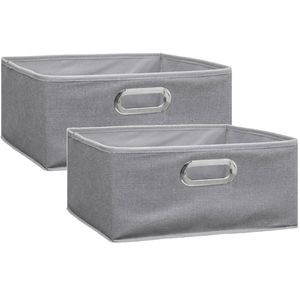 Set van 2x stuks opbergmand/kastmand 14 liter lichtgrijs linnen 31 x 31 x 15 cm - Opbergmanden