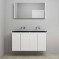 On-Line Badkamermeubelset - 120 cm - Voorgemonteerd - Greeploze Ladestructuur - Acryl Wastafel - zonder Kraangat - Spiegelkast - Mat Wit - V01