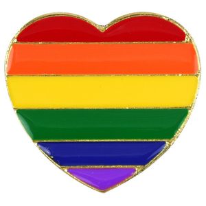 Regenboog pride hart metalen pin/broche 3 cm