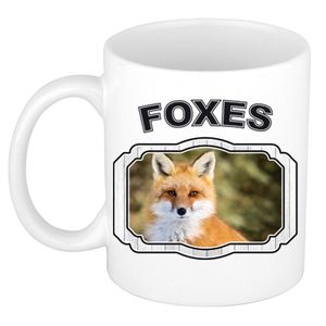 Dieren vos beker - foxes/ vossen mok wit 300 ml