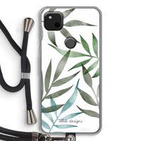 Tropical watercolor leaves: Pixel 4a Transparant Hoesje met koord