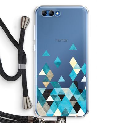 Gekleurde driehoekjes blauw: Honor 10 Transparant Hoesje met koord