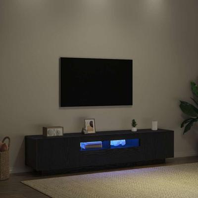 TV-kast 2 pcs Zwart 180 x 35 x 40 cm Bewerkt hout