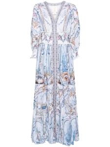 Camilla robe longue à fleurs - Bleu