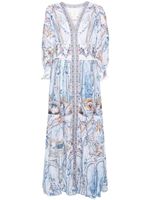 Camilla robe longue à fleurs - Bleu