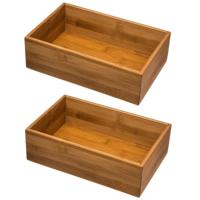 Secret de gourmet bestekbak organizer - 2x - 1-vaks - bamboe - keuken - 23 x 15 x 7 cm