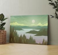 Canvas schilderij bomen Rivier en natuur