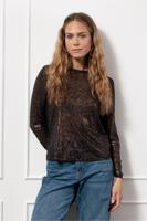 Studio Anneloes Francie Animal Mesh Top 13101 T-shirt Lange Mouw 9002 Black/gold