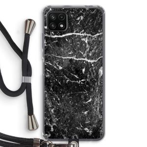 Zwart marmer: Samsung Galaxy A22 5G Transparant Hoesje met koord