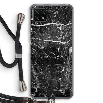Zwart marmer: Samsung Galaxy A22 5G Transparant Hoesje met koord