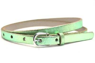 Take It Leren Riem 1.5 cm Metallic Mint