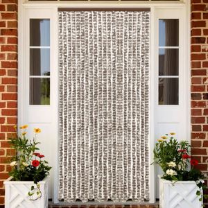 VidaXL Vliegengordijn 90x220 cm chenille taupe en wit