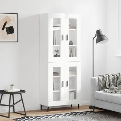 Hoge kast 69,5x34x180 cm bewerkt hout wit