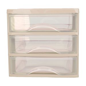 Plasticforte Ladeblokje/bureau organizer 3x lades - taupe/transparant - L18 x B21 x H17 cm