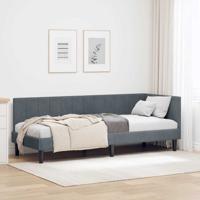 Hoekbedframe met hoofdeinde Donkergrijs 80 x 200 cm Fluweel - thumbnail