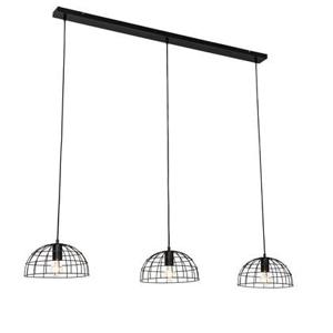 QAZQA Industriële hanglamp zwart 3-lichts - Hanze