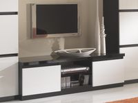 Tv-meubel ROMEO 2 deuren hoogglans zwart/hoogglans wit - thumbnail