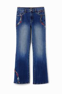 Flared Jeans met bloemen - BLUE - 34