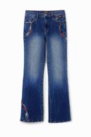 Flared Jeans met bloemen - BLUE - 42