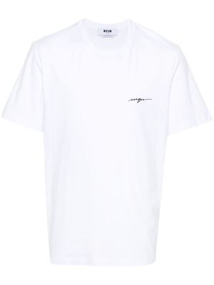 MSGM t-shirt en coton à logo brodé - Blanc