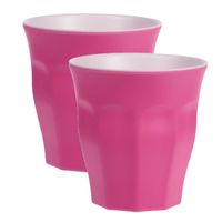 10x stuks onbreekbare kunststof/melamine roze drinkbeker 9 x 8.7 cm voor outdoor/camping