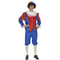 Piet verkleed kostuum 4-delig - blauw/rood - polyester - pietenpak voor volwassenen - thumbnail