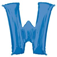 Folieballon Blauwe Letter 'W' - Groot - thumbnail