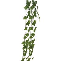 Bellatio Design kunstplant/hangplant slinger - 2x - Druivenblad/Vitaceae - groen - 180 cm