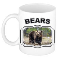 Dieren bruine beer beker - bears/ beren mok wit 300 ml - thumbnail