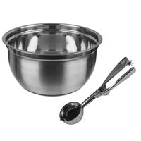 Secret de Gourmet Oliebollen bakken set - Beslagkom - RVS - met ijsbollen lepel
