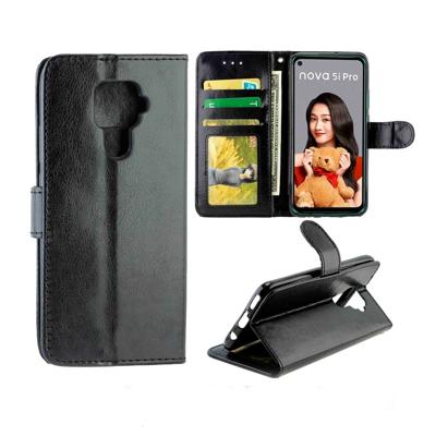 Voor Huawei Nova 5i Pro Crazy Horse textuur horizontale Flip lederen draagtas met houder & kaartsleuven & portemonnee & fotolijstjes (zwart)