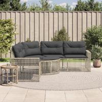 Tuinbank met kussens en voetensteun L-vormig rattan lichtgrijs Tuinbank met kussens en voetensteun L-vormig rattan lichtgrijs