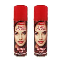 Haarspray of haarverf - 2x - kleur rood - verkleed accessoires - 125 ml - volwassenen en kinderen