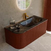 Badmeubel Mondiaz Kurve-Dlux | 105 cm cm | Meubelkleur Ruby | Wastafelkleur Lava | Solid surface | Wasbak rechter zijde spoelbak | 1 kraangat