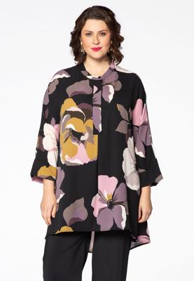 Yoek Blouse SELENA pointy hem | Zwart | Maat 58/60