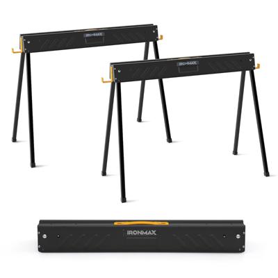 Werkbank 2-delige set tot 500KG Belastbaar Vouwbare Zaagbok met 2 x 4 Steunarmen 94 x 47 x 74 cm Zwart