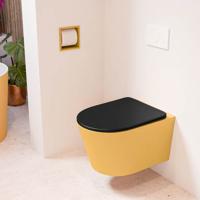 Wandcloset Mondiaz Lavie | Zonder spoelrand | Incl.Toiletzitting-Urban | Keramiek | Ocher (geel)