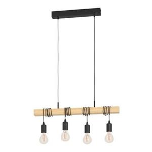 EGLO Townshend Hanglamp - E27 - 70 cm - Zwart|Bruin