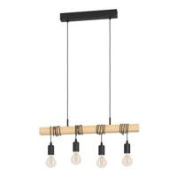 EGLO Townshend Hanglamp - E27 - 70 cm - Zwart|Bruin