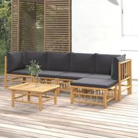 6-delige Loungeset met kussens bamboe donkergrijs