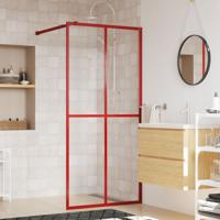 Inloopdouchewand transparant 100x195 cm ESG-glas rood