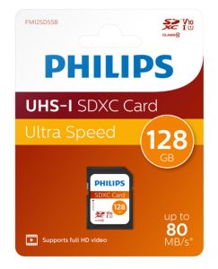 Philips SDXC geheugenkaart 128GB - Class 10 - UHS-I U1 - FM12SD55B