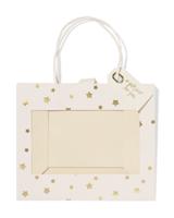 HEMA Cadeautas 24x11x20cm sterren met venster goud